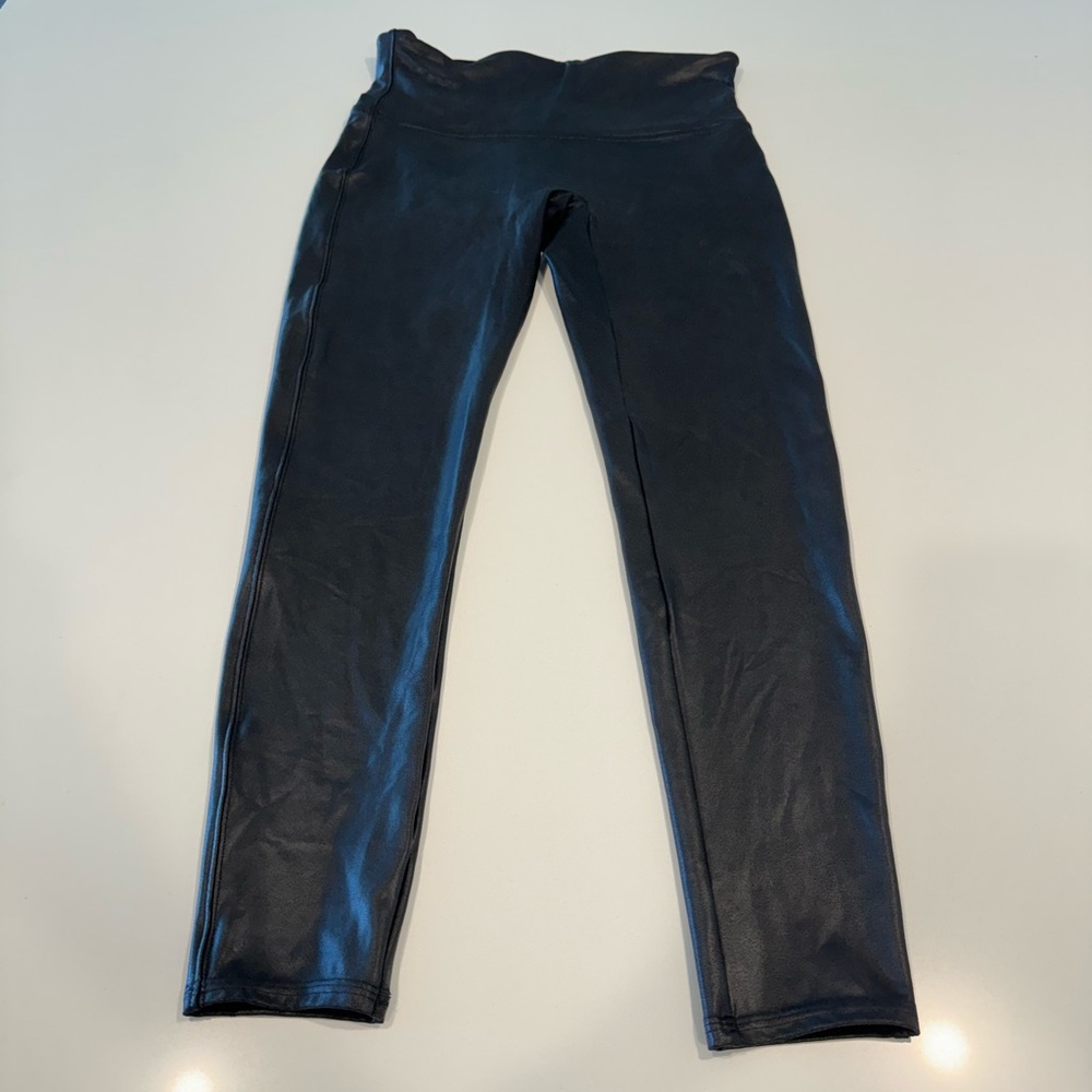 Spanx Women's Black Faux Stretch Leather Leggings Size XL -like new - worn once